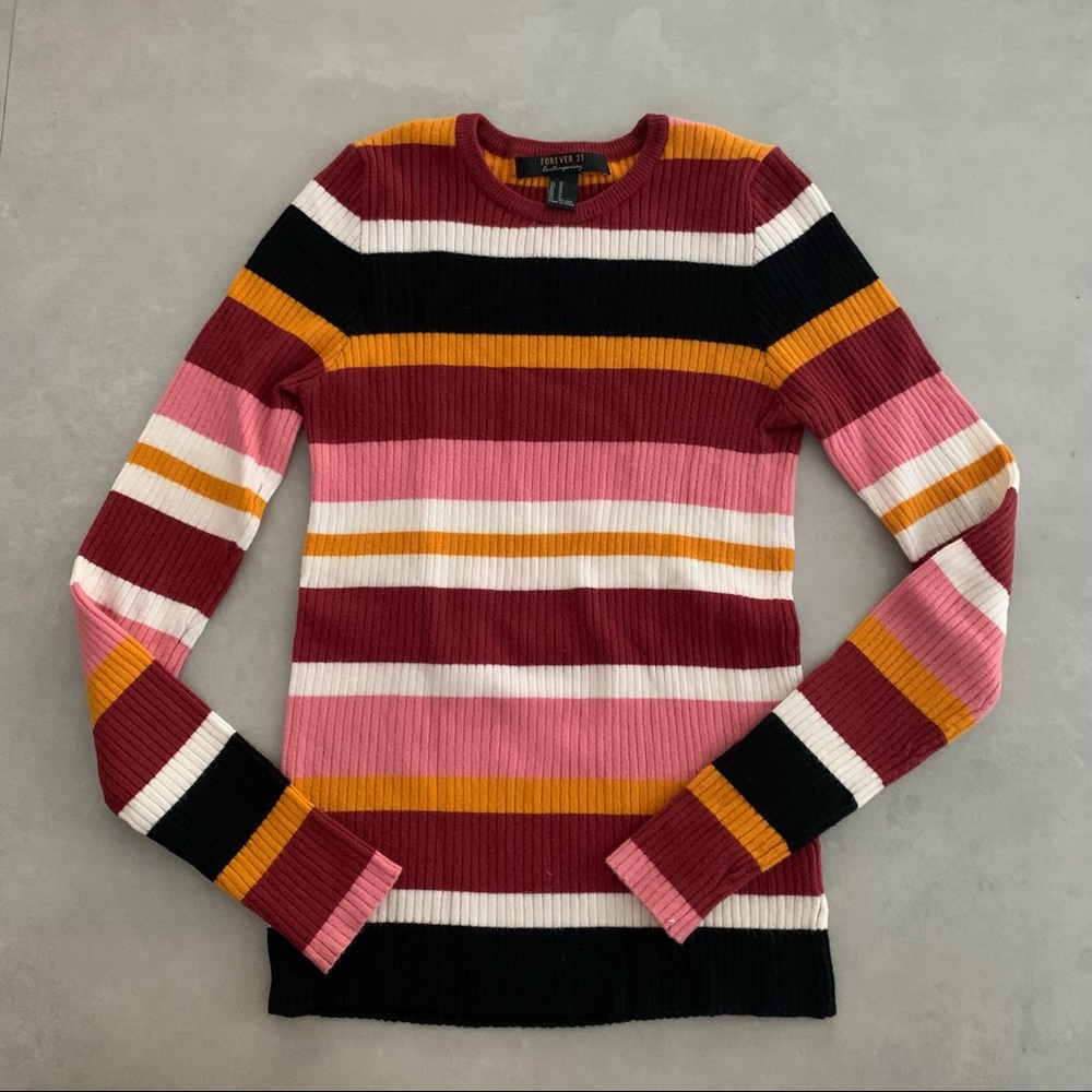 Striped Knit Long Sleeve Sweater Size M